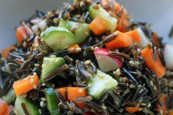 Farmer’s market wild rice salad with miso dressing