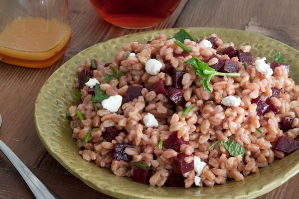 Farro, beet and herb salad