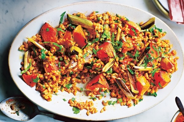 Farro, butternut pumpkin and romesco