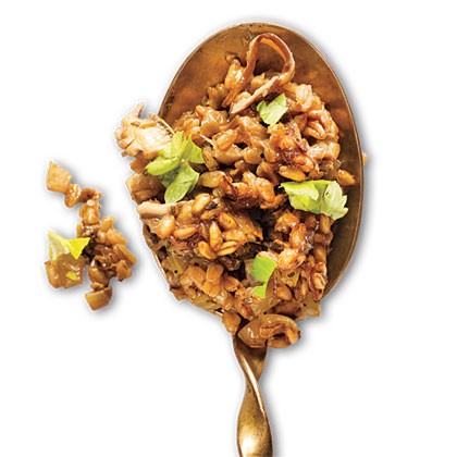 Farro, caramelized onion, and wild mushroom stuffing