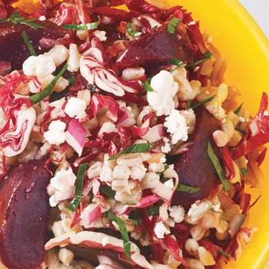 Farro, radicchio, and roasted beet salad