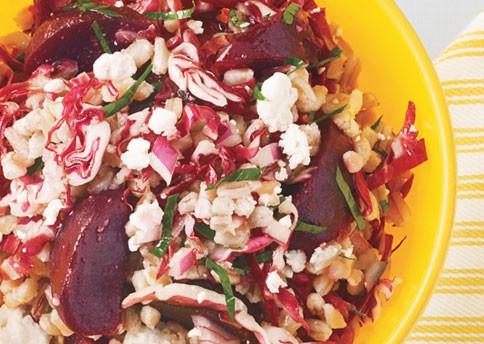Farro, radicchio, and roasted beet salad