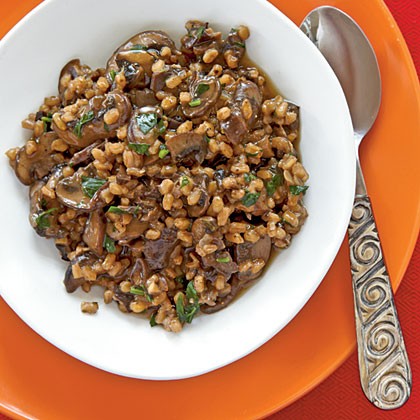 Farro risotto with mushrooms