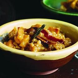 Farro "risotto" with roasted pumpkin, pancetta and sage