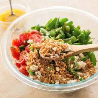 Farro salad with asparagus