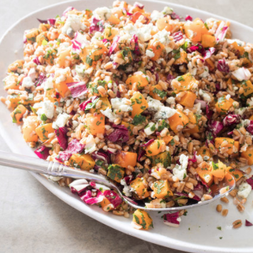 Farro salad with butternut squash and radicchio