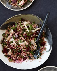 Farro salad with smoked trout