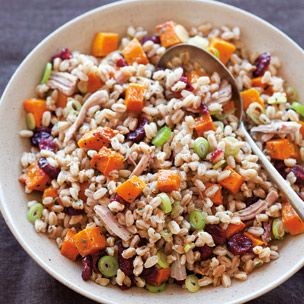 Farro salad with turkey & roasted squash