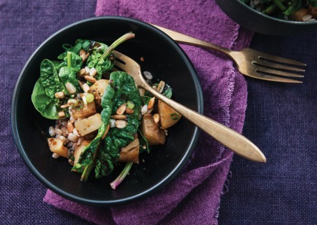Farro-sunchoke lunch salad with toasted sunflower seeds