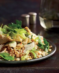 Farro with artichokes and herb salad