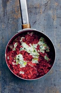 Farro with beet & mint yogurt