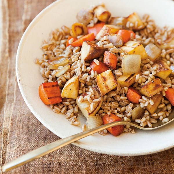 Farro with caramelized root vegetables