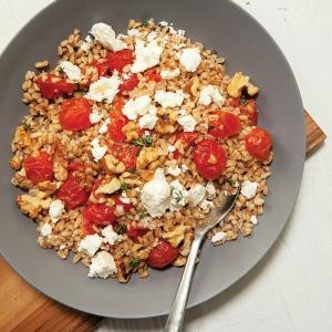 Farro with honey-garlic roasted tomatoes
