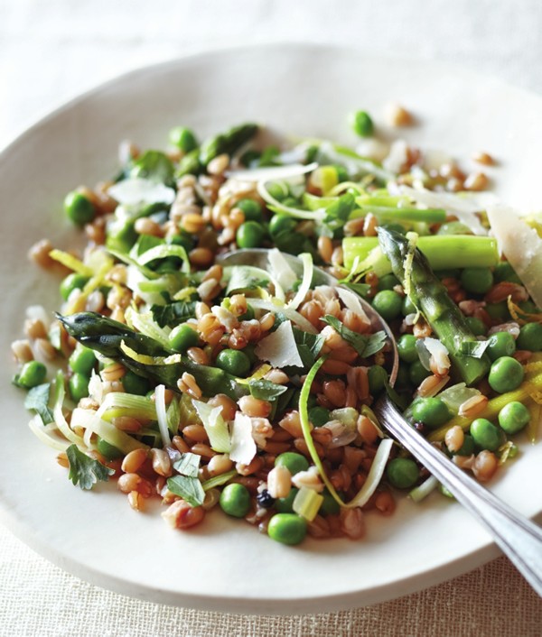 Farro with spring vegetables