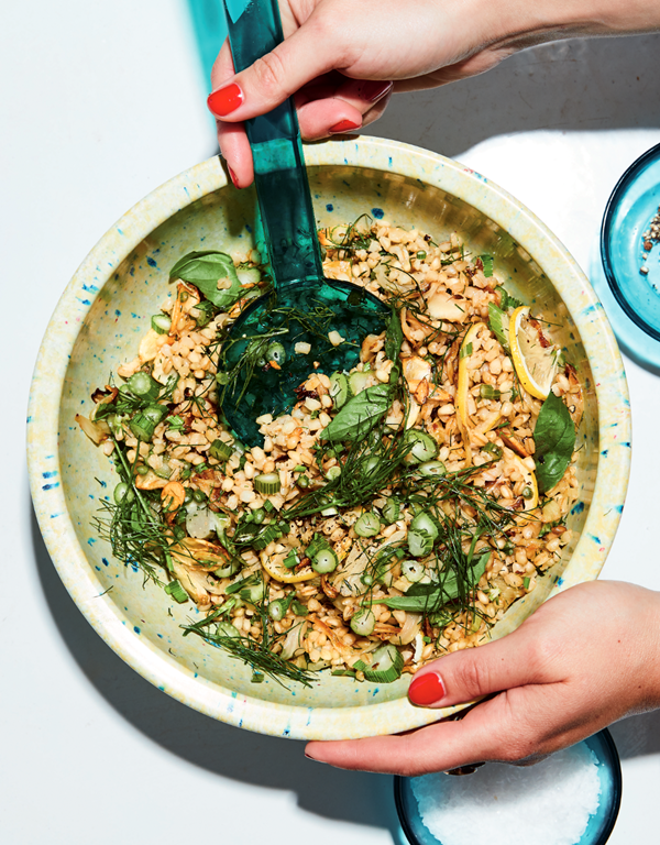 Farro with toasted fennel, lemon, and basil
