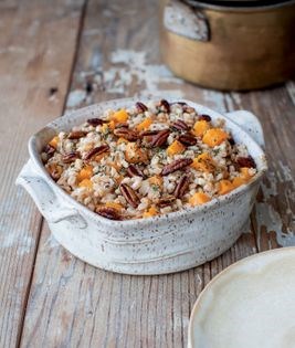Farro with winter squash and pecans
