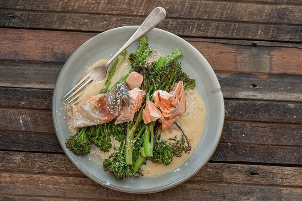 Fast roast fish with miso mayo