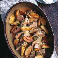 Fast roast pork with rosemary and caramelised apples