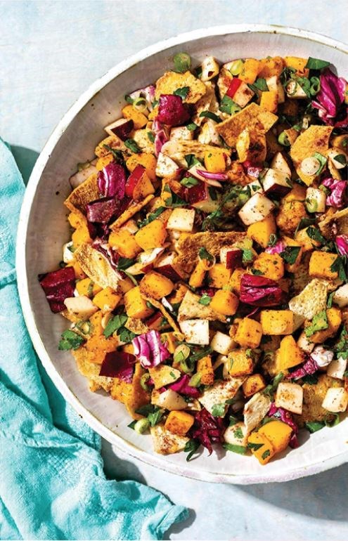 Fattoush with butternut squash and apple