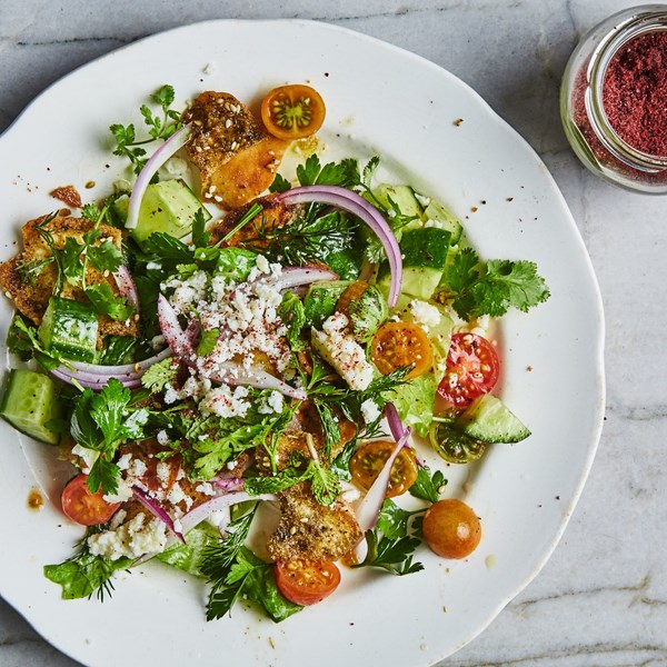 Fattoush with queso fresco