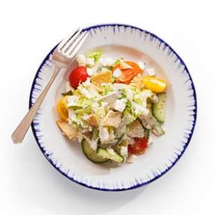Fattoush with yogurt-tahini dressing