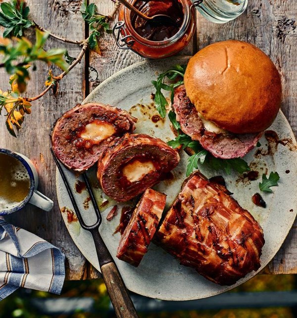 'Fatty' meatloaf with bacon cheese and tomato relish