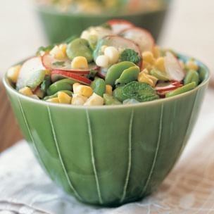 Fava bean and corn salad with fresh mint