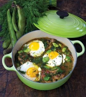Fava bean and dill khoresh (Khoresh-e gol dar chaman)