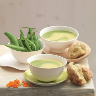 Fava bean and potato soup (Crema variegata di fave, piselli e patate)