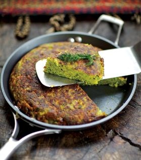 Fava bean kuku (Kuku-ye shevid-o baqala)