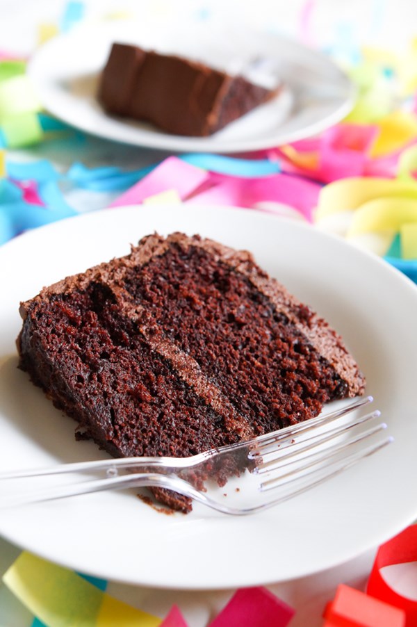 Favorite chocolate cake with chocolate frosting