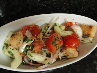 Felly's favorite panzanella with burrata 