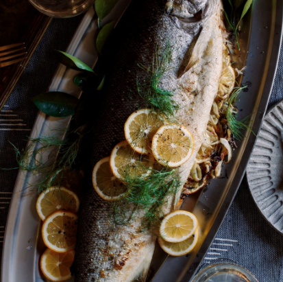 Fennel & Meyer lemon-stuffed salmon