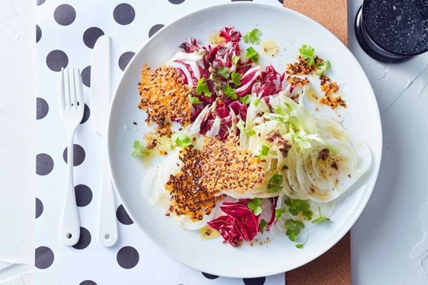 Fennel & radicchio salad with Parmesan crisps
