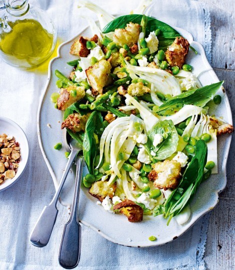 Fennel and broad bean salad with hazelnuts and feta