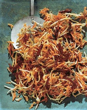 Fennel and carrot slaw with olive dressing