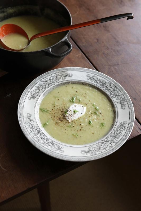 Fennel and celery root soup with orange zest