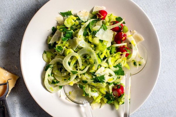 Fennel and celery salad with lemon and Parmesan