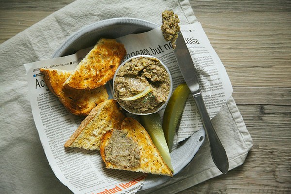 Fennel and mushroom paté with grainy mustard