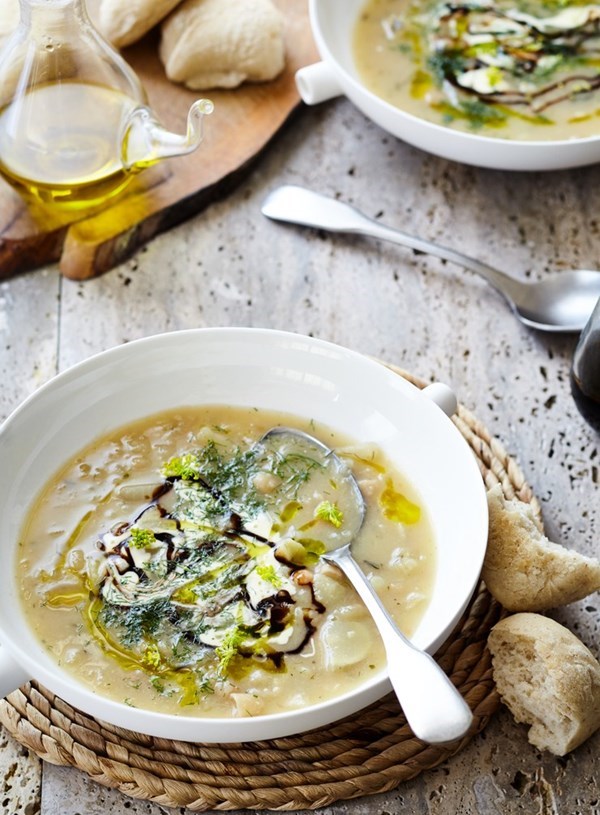 Fennel and white bean soup