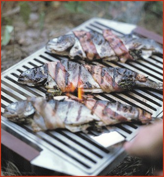 Fennel-brined trout grilled with bacon and herbs