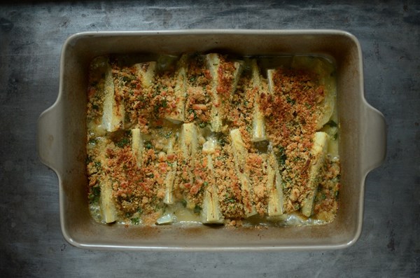 Fennel gratin with Gruyère and lemon