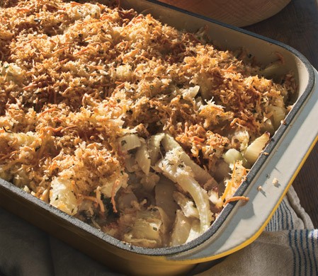 Fennel gratin with pecorino and lemon