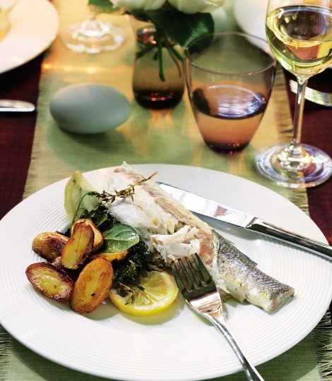 Fennel, lemon and dill baked sea bass