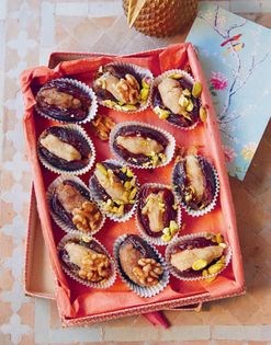 Fennel marzipan-stuffed dates