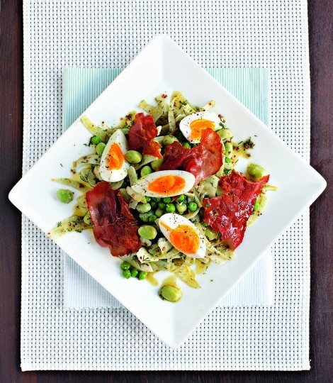 Fennel, pea and broad bean salad