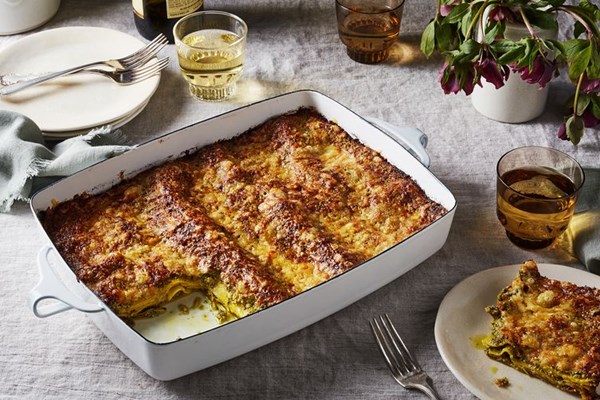 Fennel-pistachio pesto lasagna