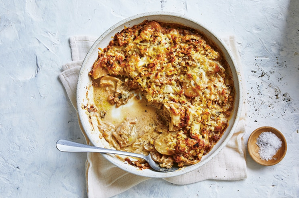 Fennel, potato and leek gratin