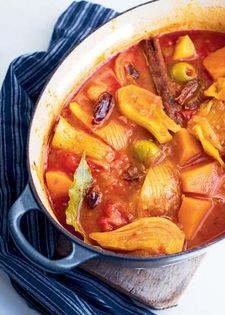 Fennel, pumpkin and green olive tagine