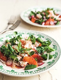 Fennel, radish, orange, and crab salad (Salade de fenouil, radis, orange, et crabe)